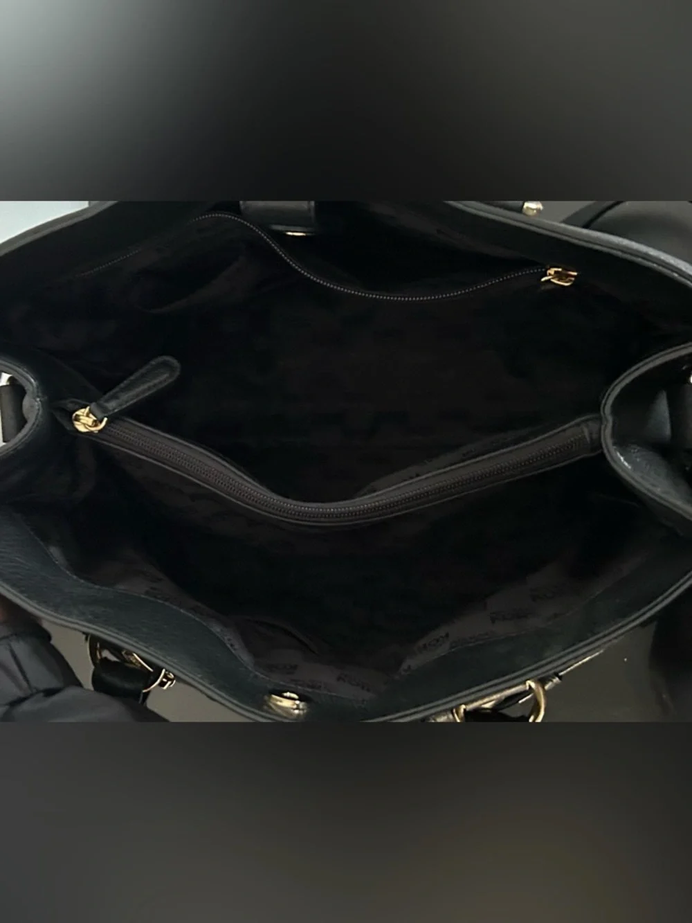 Michael Kors Black Leather Satchel Gold Hardware Shoulder Bag Crossbody - Picture 12 of 14